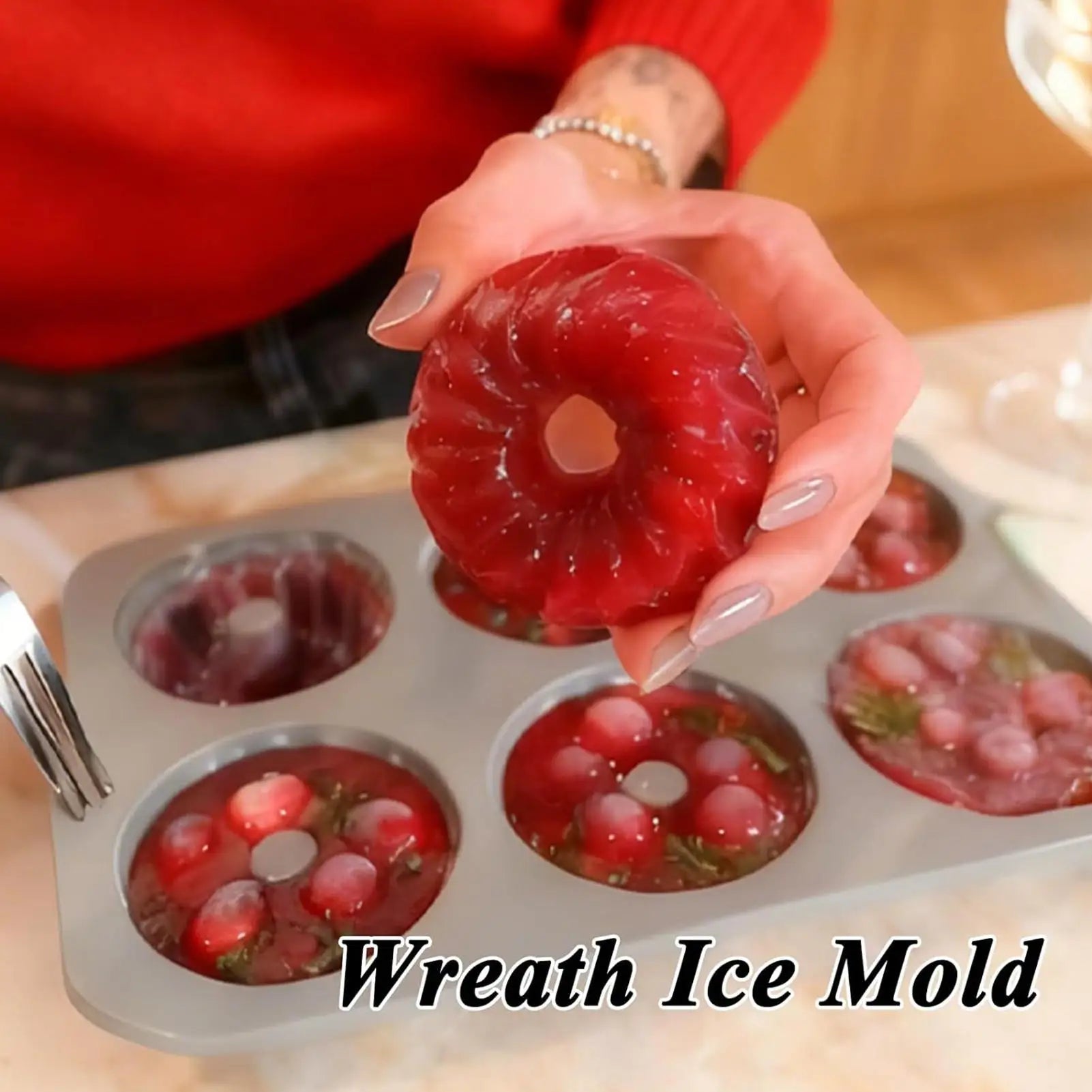 6 Cavity Silicone Mold Reusable Wreath Ice Cubes Tray Birthday