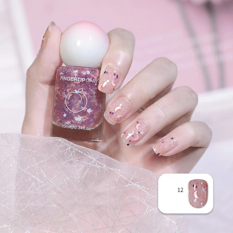 No-bake Nail Polish Polarized Nude Nails Art Tearable Quick Dry Zpaxo 12