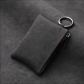 Large-Capacity Portable Keychain Wallet Multifunctional Organizer Suede Leather Key Case Key Cover Portable Zipper Key Pouch Bag Zpaxo Black