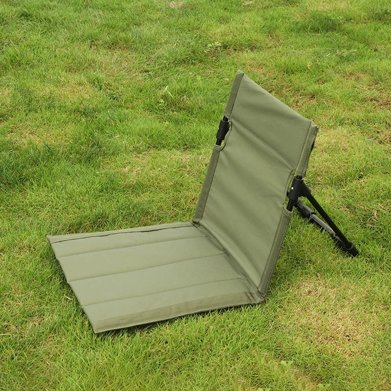 Outdoor Foldable Camping Chair Oxford Cloth Floor Garden Park Single Zpaxo green-short