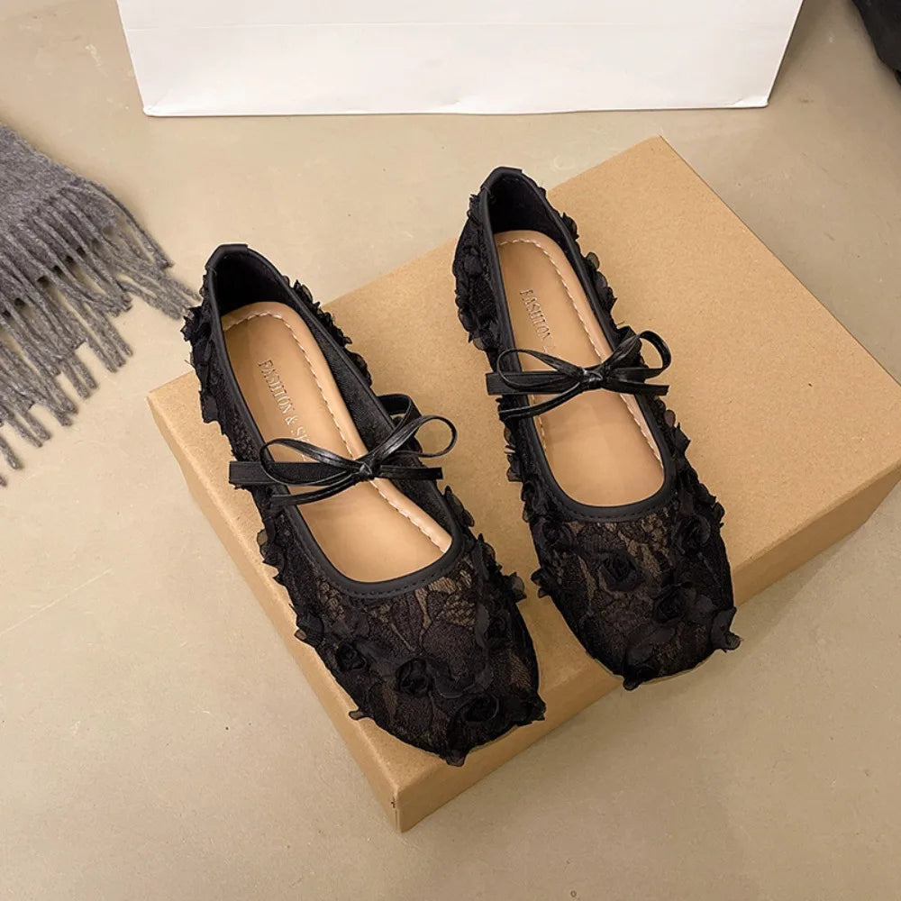 2026 Spring Lace Flower Women Mary Jane Shoes Fashion Slip Comfort