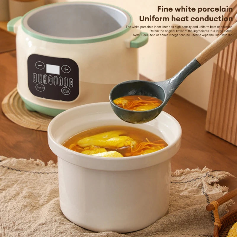 3.8L Multifunctional Electric stew pot Slow Cooker Ceramic Inner Pot Multi-Cooker for Soup Porridge Casserole Household Kitchen Zpaxo