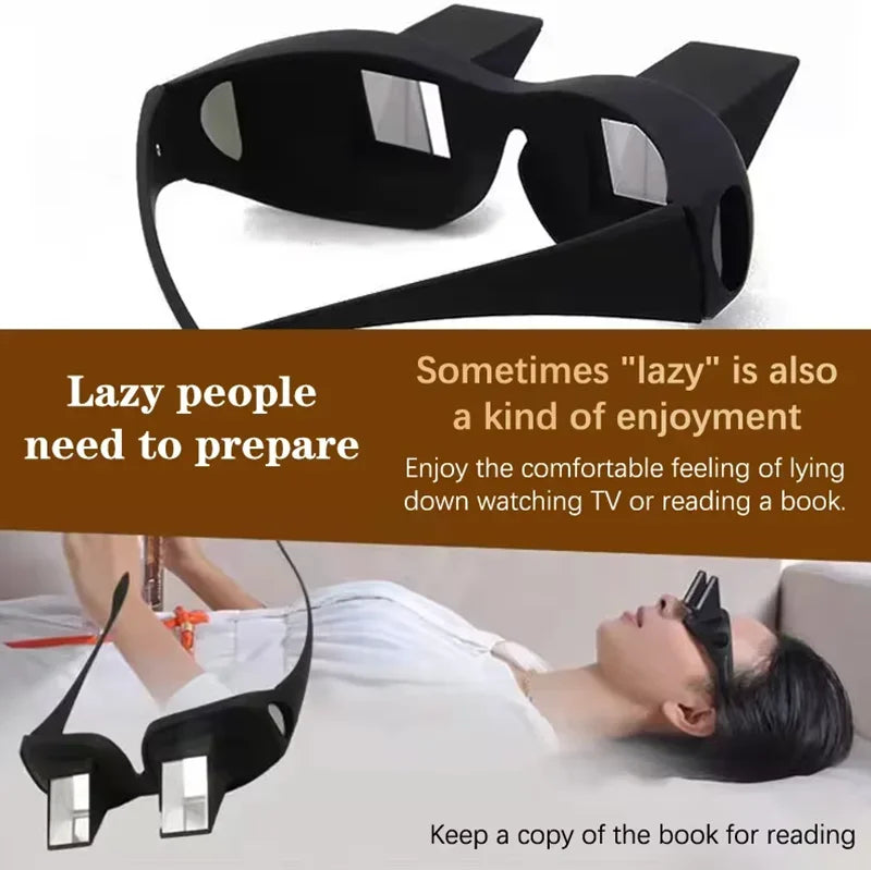 Lazy Eyeglasses Lazy Reading Glasses Prismatic Horizontal Glasses Lying Down Bed Reading Watching HD Readers Glasses Zpaxo
