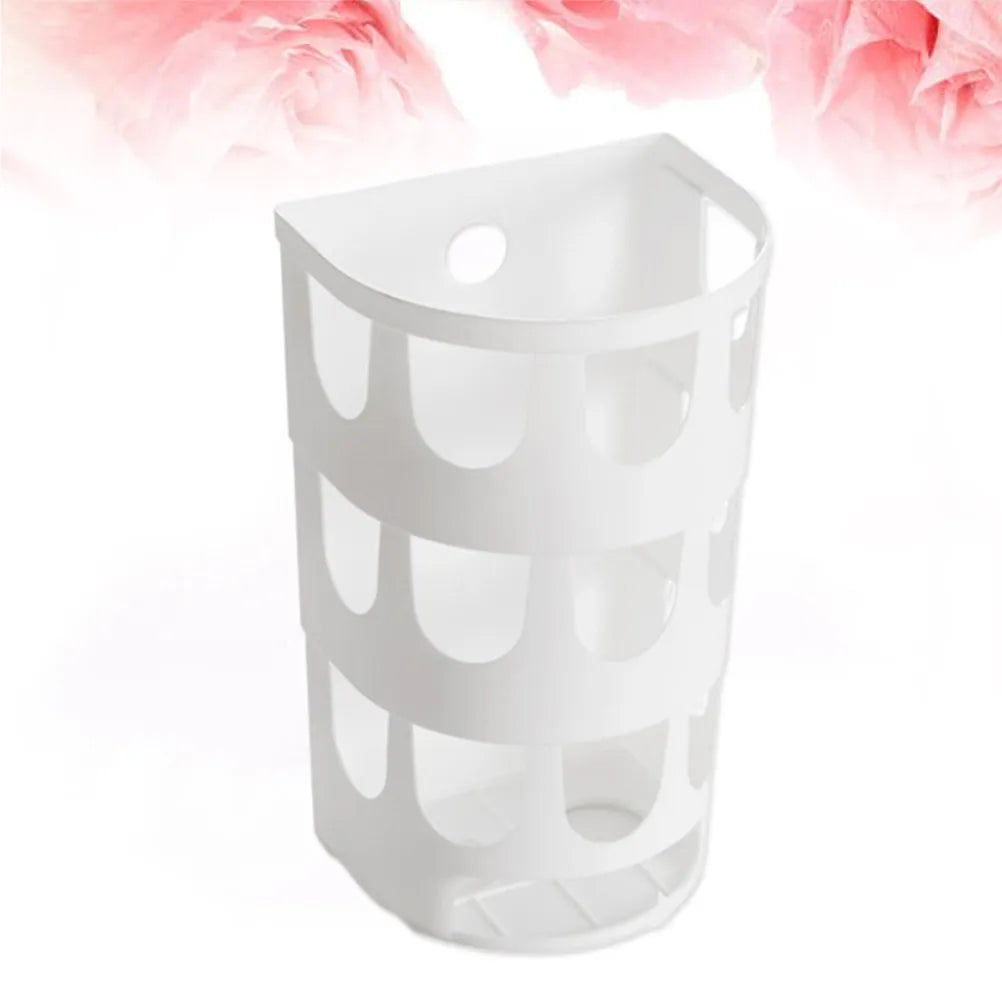 Garbage Bag Storage Box White Wall Mounted Hollow Design Adhesive