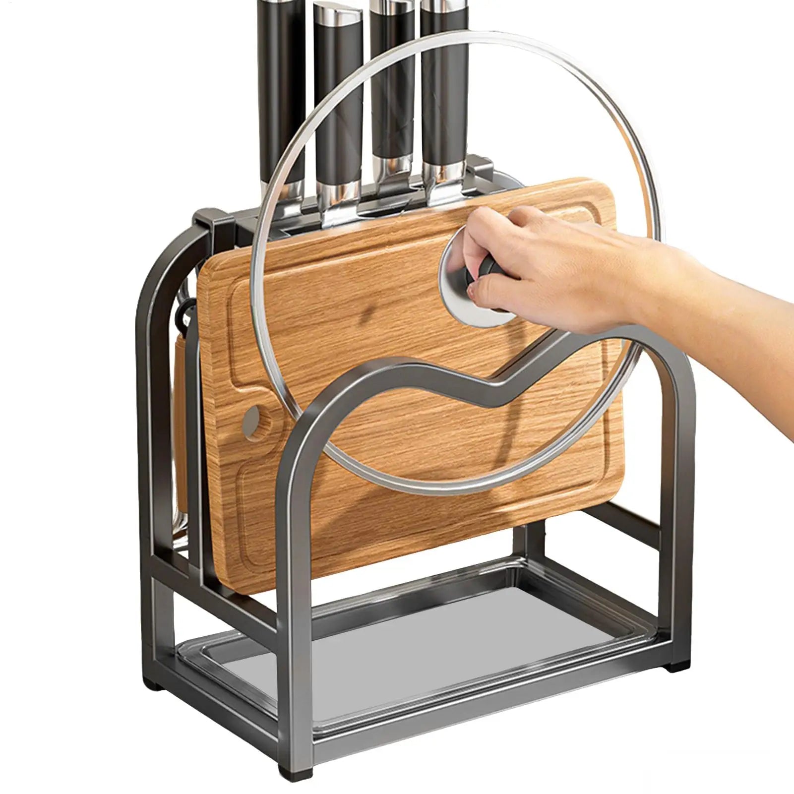 Carbon Steel Pot Lid & Knife Holder – Kitchen Storage Rack Kitchen Storage Rack Zpaxo
