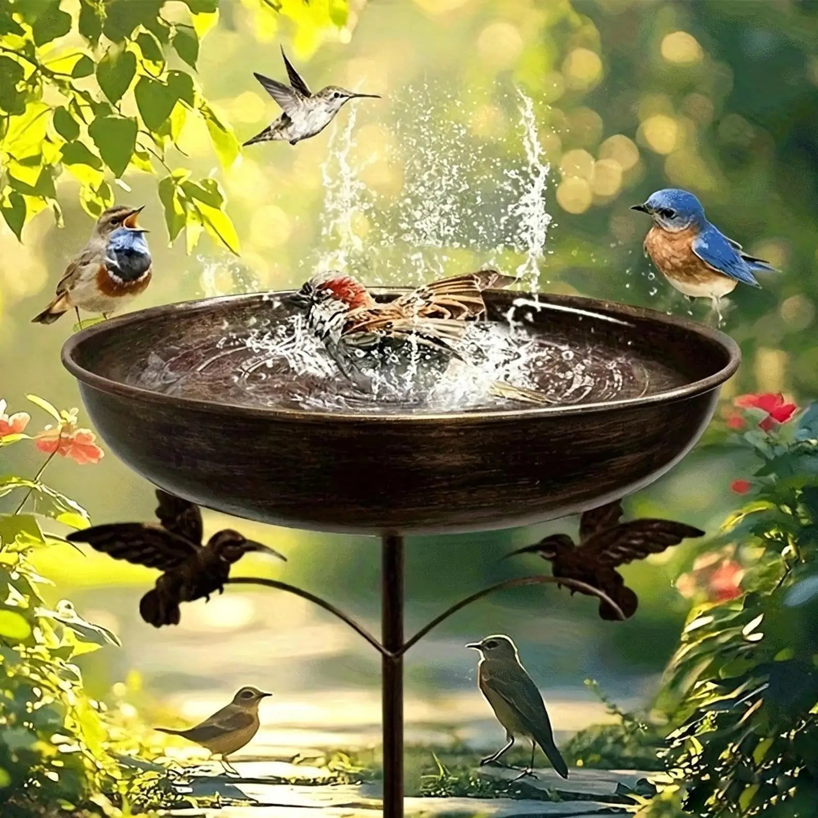 Bird Bath Hummingbird Feeding Container Garden Gardeners Homeowners