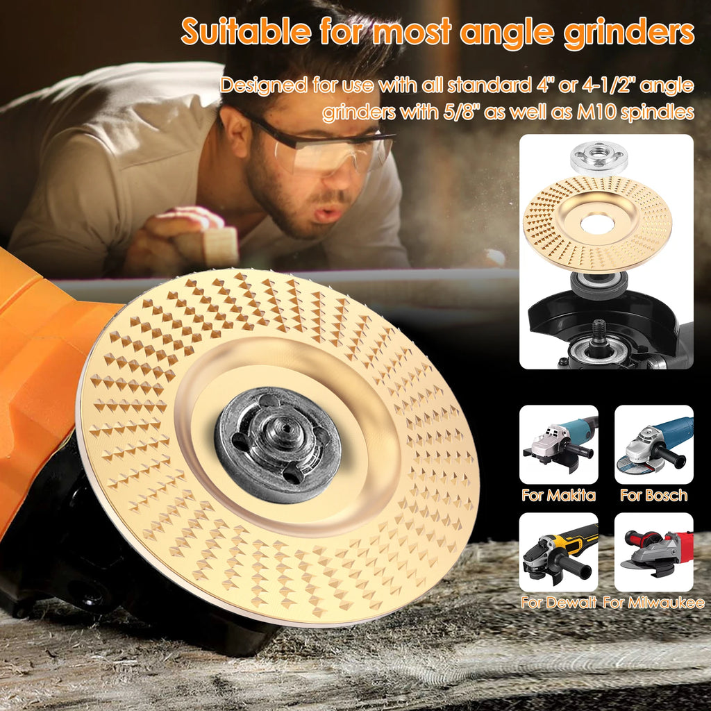1/3/9Pcs Wood Carving Disc Set Bushing 100mm 95mm Angle Grinder Wood Grinding Wheel Burr Rasp Polishing Rotary Tool Accessories Zpaxo