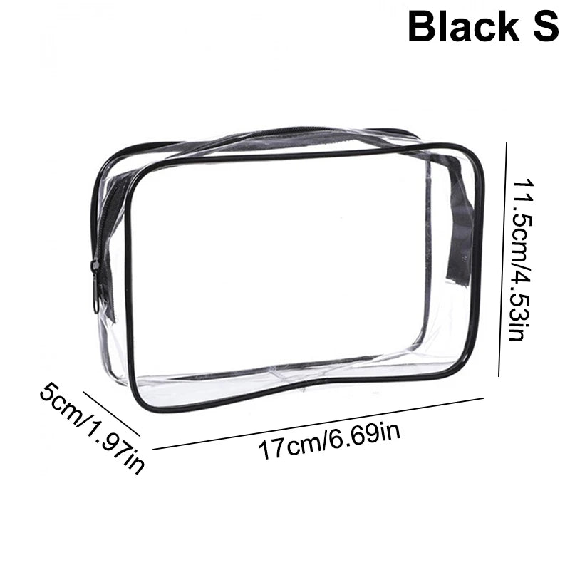 Waterproof Zippered Toy Storage Bag Transparent PVC Travel Pouch Sand Zpaxo S Black