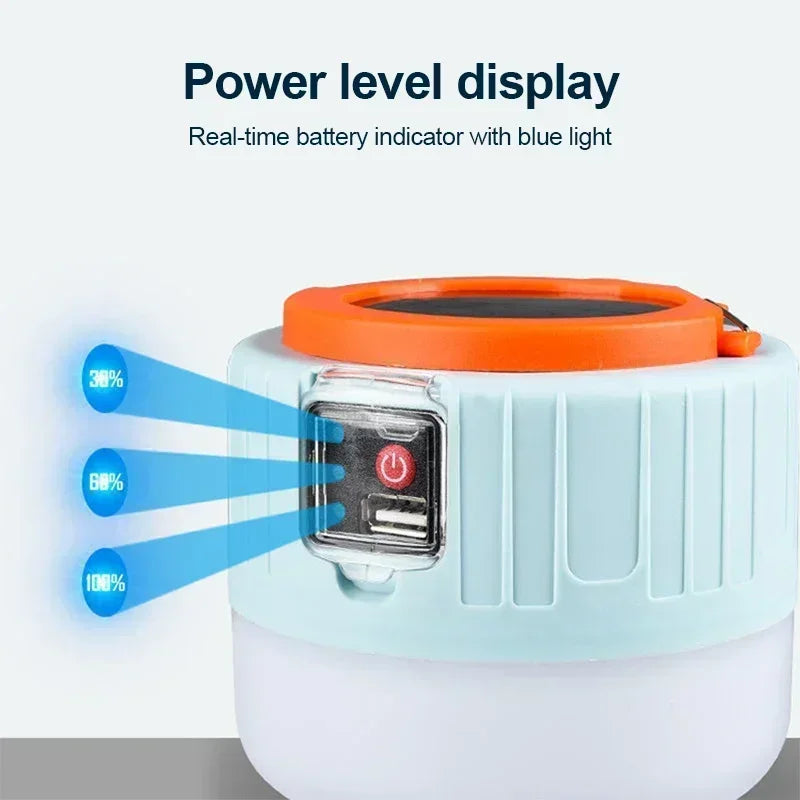 Solar LED Camping Lantern – Rechargeable, Waterproof, Power Bank