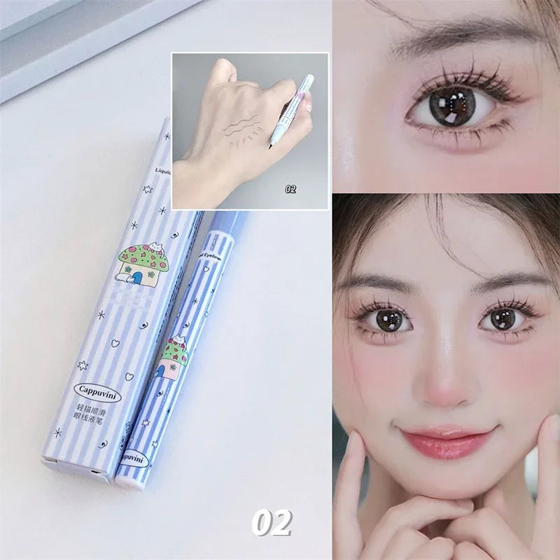 Waterproof Quick Dry Liquid Eyeliner Pen Ultra-fine Black Brown Pink Zpaxo 02 Misty Black