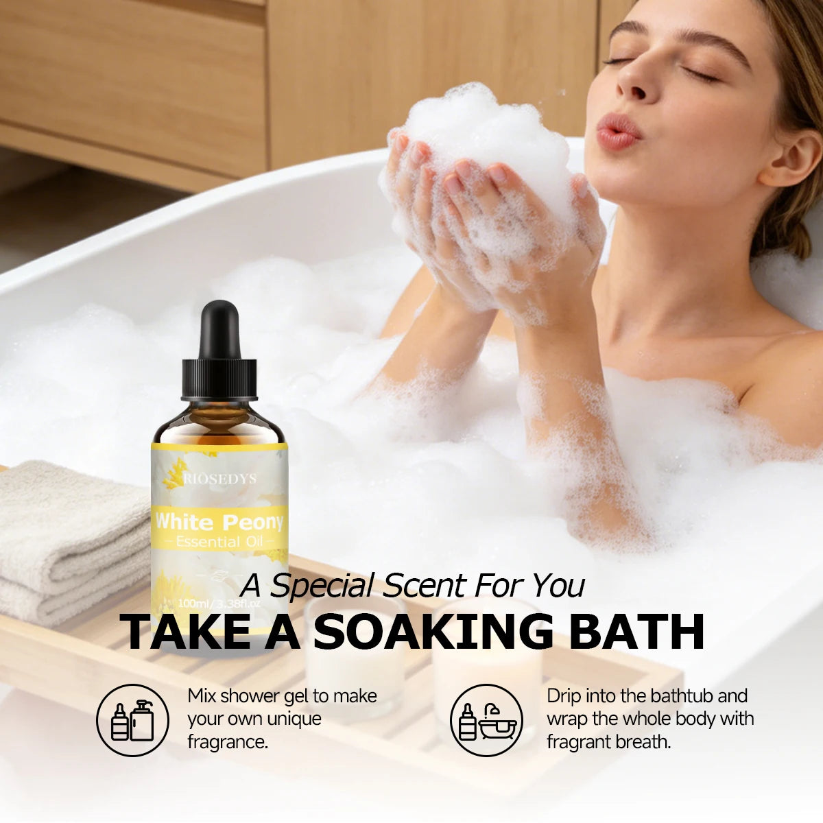 WHITE PEONY ESSENTIAL OIL Suitable Massage Skincare Deeply Nourishes Zpaxo