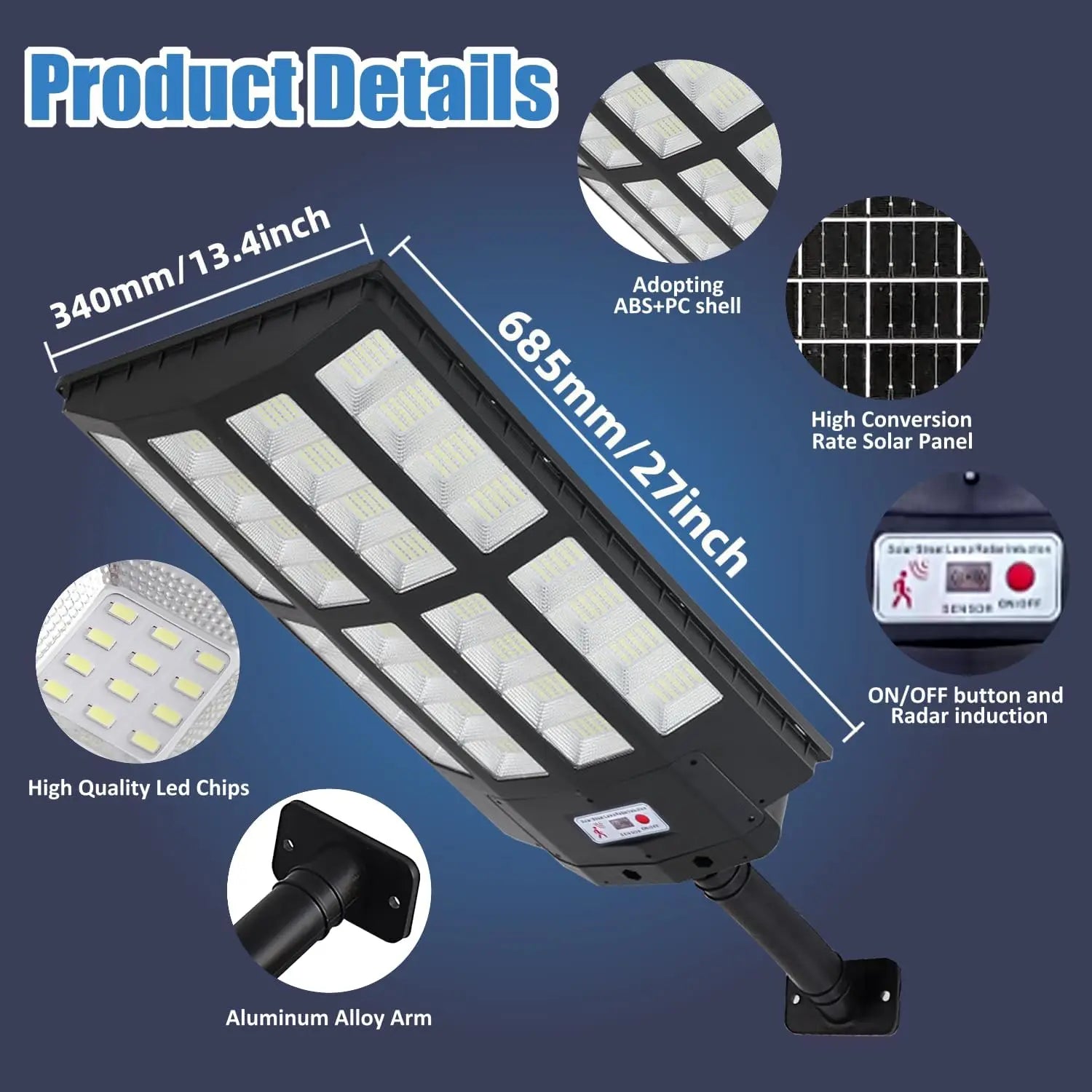 Outdoor Solar Street Lights Motion Sensor Waterproof IP66 Dusk Dawn Zpaxo