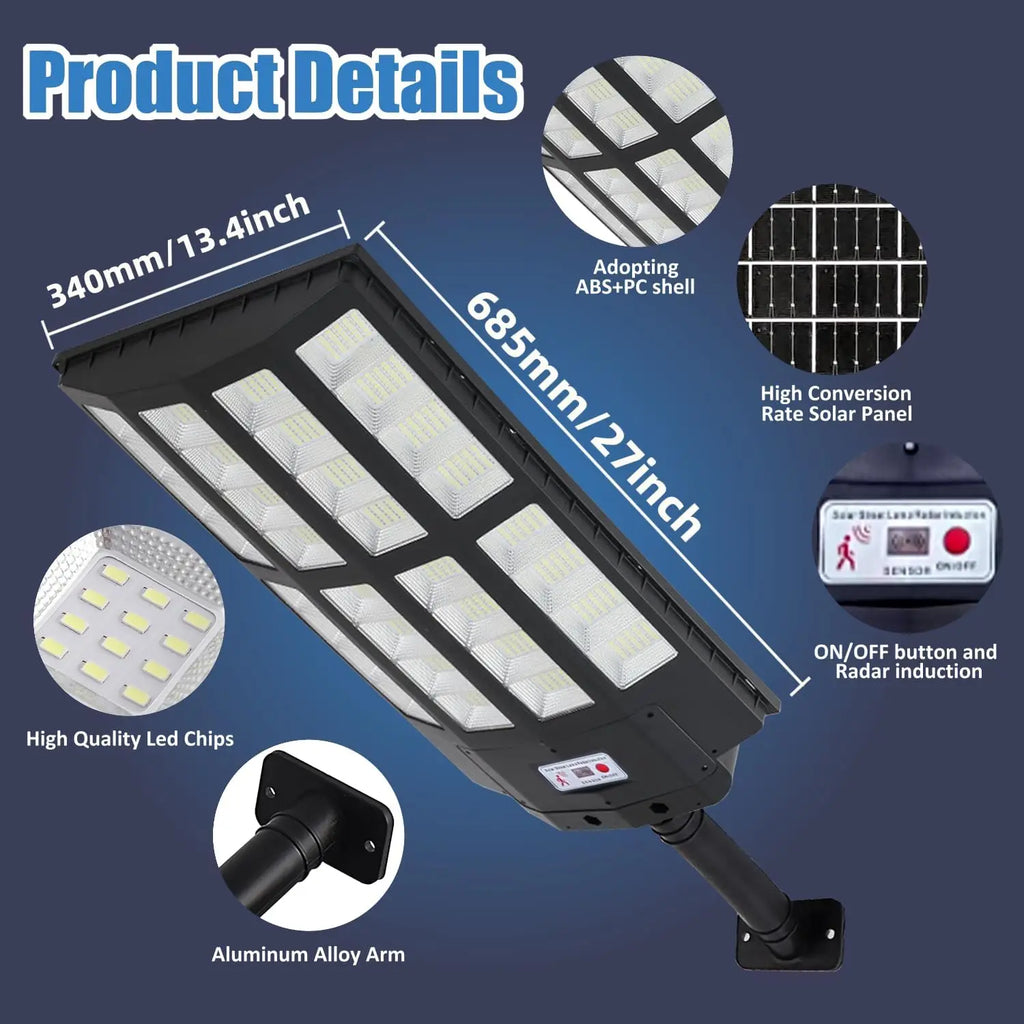 Outdoor Solar Street Lights with Motion Sensor Waterproof IP66 Dusk to Dawn LED Lights for Garden Yard Path Lighting Zpaxo
