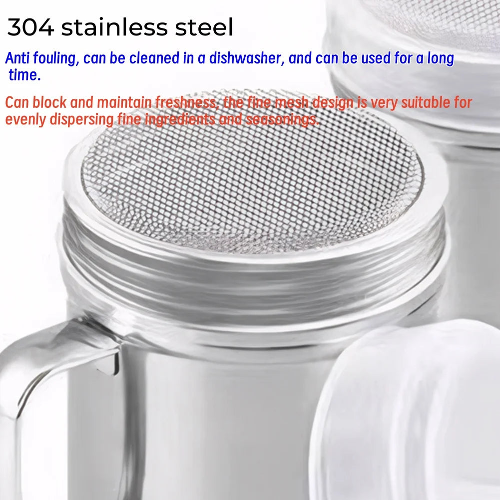 Steel Chocolate Sugar Shaker Cocoa Flour Coffee Sifter Handle