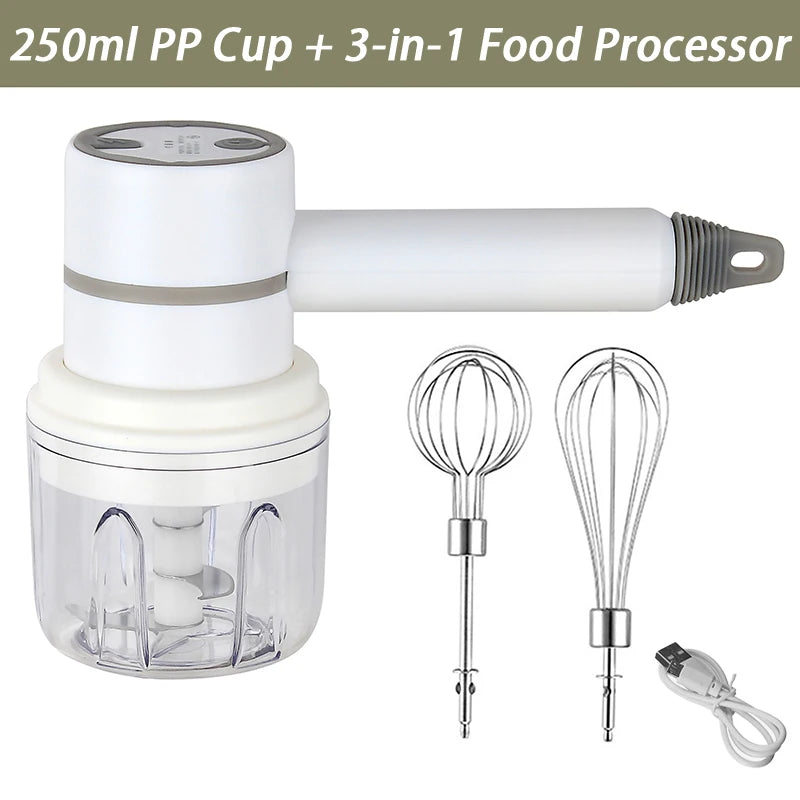 3-in-1 Electric Handheld Mixer Portable Whisk Multi Blender Baking Zpaxo one size White