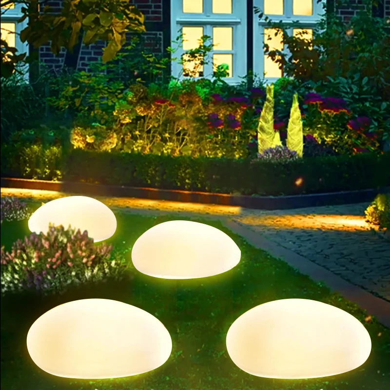 Solar Stone Garden Ground Lamp – IP65 Waterproof LED Lawn Light