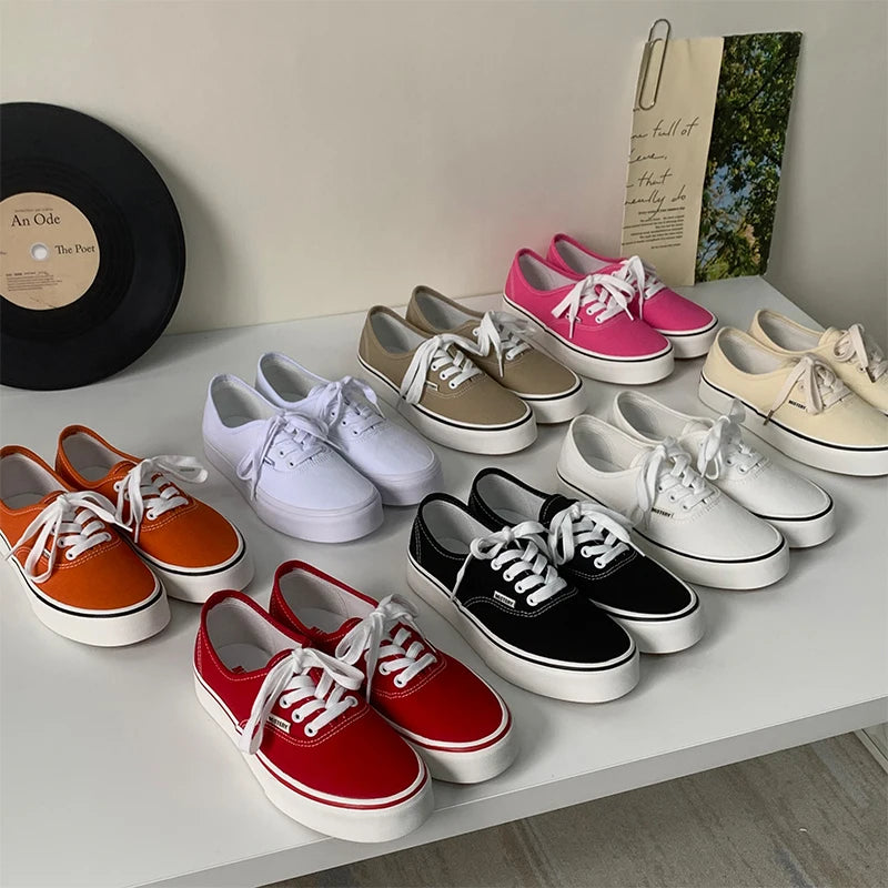 Casual Flats Canvas Sneakers Women Outdoor Solid Shallow Sports Shoes