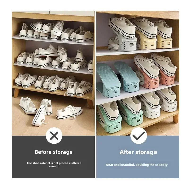 New 10Pcs Shoe Stacker Adjustable Shoe Slots Organizer Shoes Slots Space Saver Double Deck Rack Holder For Closet Organization Zpaxo