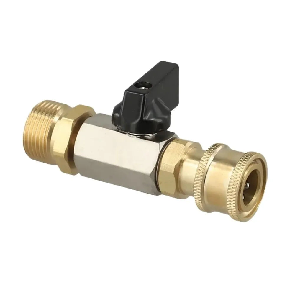 1/4" Quick Connector High Pressure Washer Ball Valve Kit Brass 4500 PSI Power Washer Hose Switch Heavy-Duty M22 14mm Zpaxo Style A