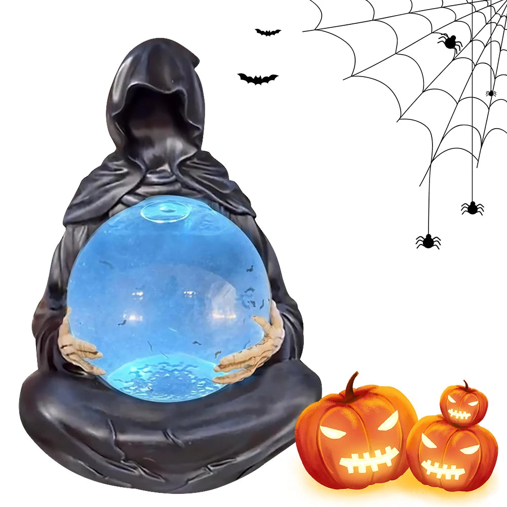 Grim Reaper Figurine Light Up Ball Crystals Glowing Balls Floating