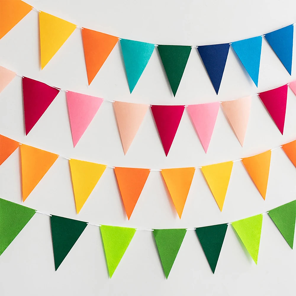 12 Flags Colorful Triangle Pennant Garland Multicolor Felt Banner Zpaxo