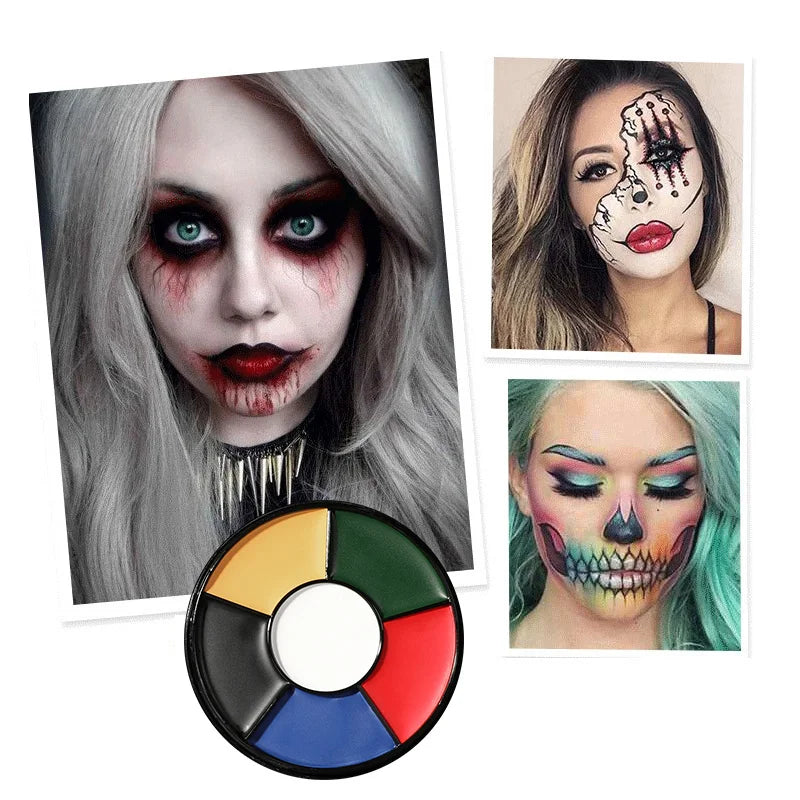 6 Oil Face Paint Palette Halloween Party Camo Body Makeup Clown SFX Zpaxo