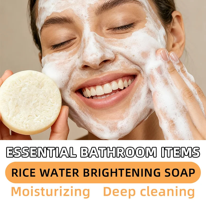 Rice Water Brightening Soap – Kojic Acid & Hyaluronic Acid Brightening Bar Soap Zpaxo