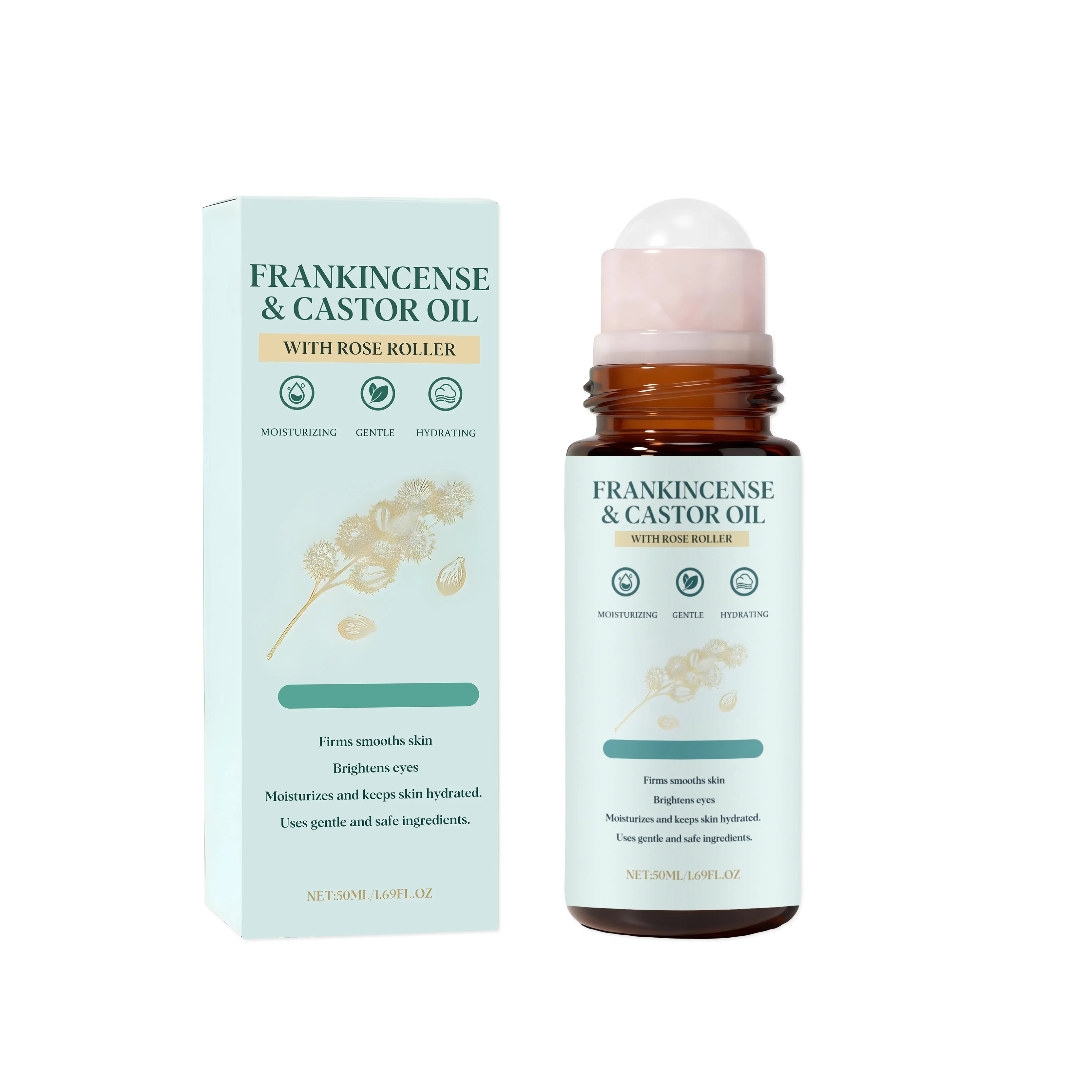 Frankincense Castor Oil Roll-On | Soothing Nourishing Skin Oil Roll-On Body Oil Zpaxo 50ml Boxed