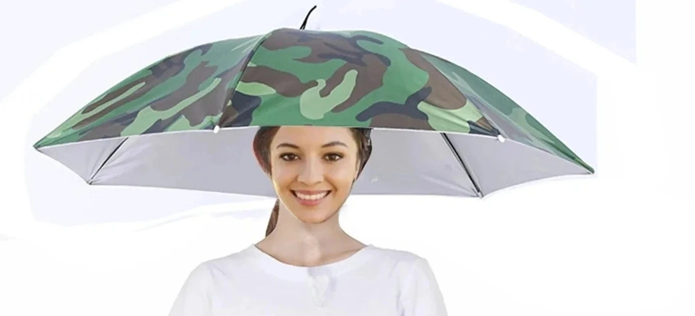 Rain Umbrella Hat Foldable Sun Shade Waterproof Fishing Headwear Cap Beach Head Hats Double-Layer UV Protection Sunscreen Zpaxo small c