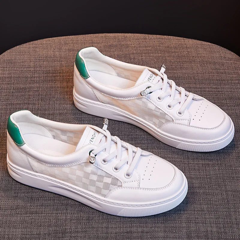 2026 Leather White Sneakers Women Spring Autumn Slip Lazy Elastic Zpaxo