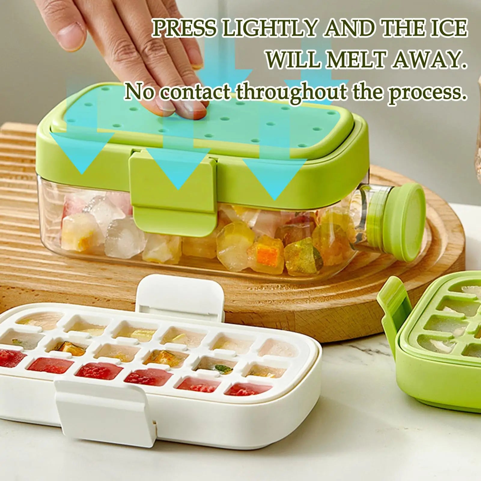 2-in-1 Ice Mold Bottle Press Cubes Maker Easy Release Tray Cup Straw