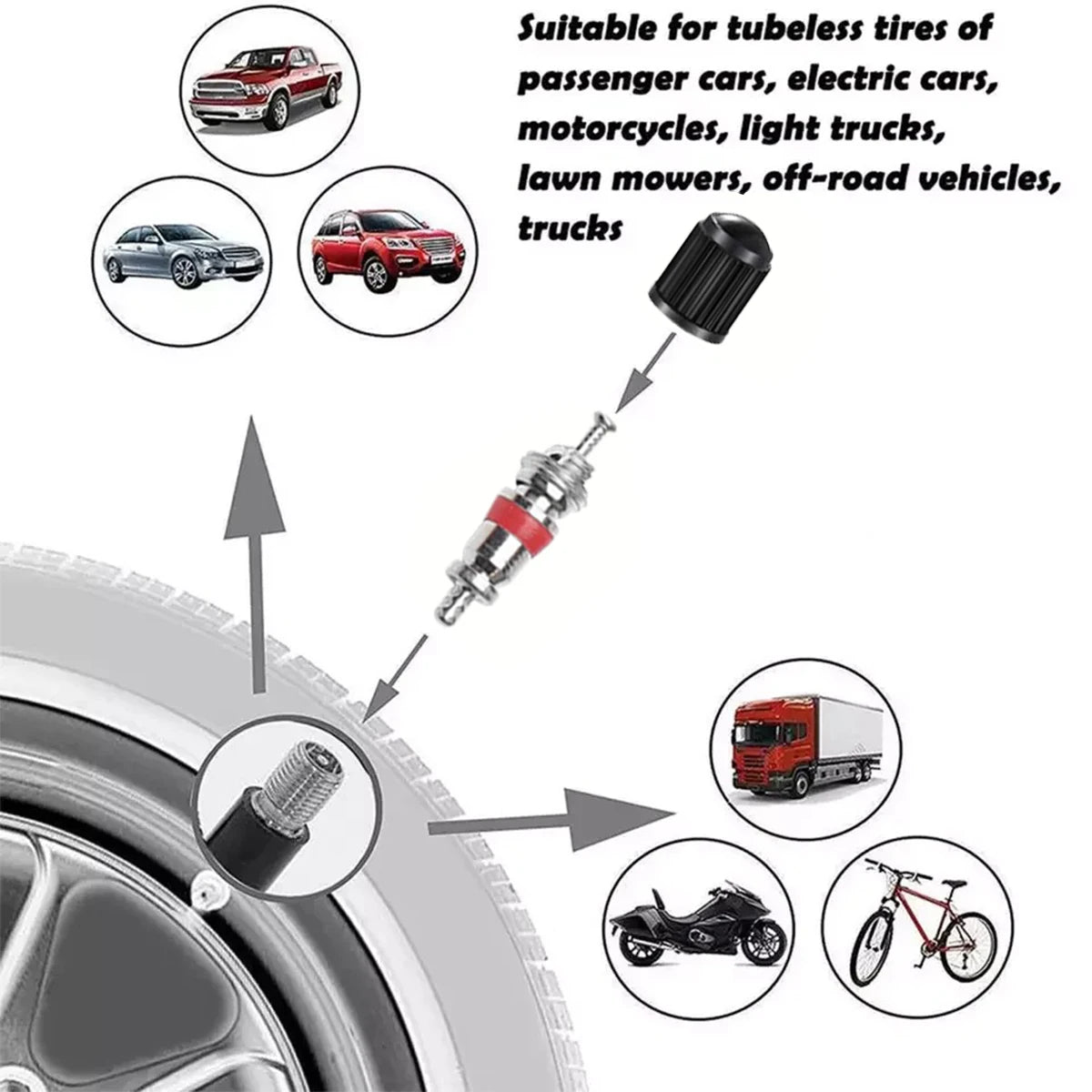 Tire Valve Stem Core Remover Tool Kit – 33 Pcs | Car & Bike