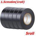 Electrical Insulating PVC Tapes Temperature Resistant Heat Black Insulating Tape Self Adhesive Electric Wire Protection Tapes Zpaxo 5roll (30m)