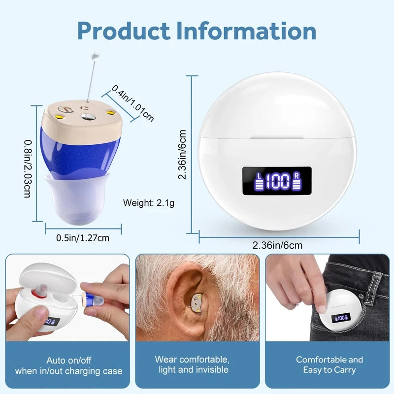 Portable Rechargeable Hearing Headphones Adults Magnetic Charging