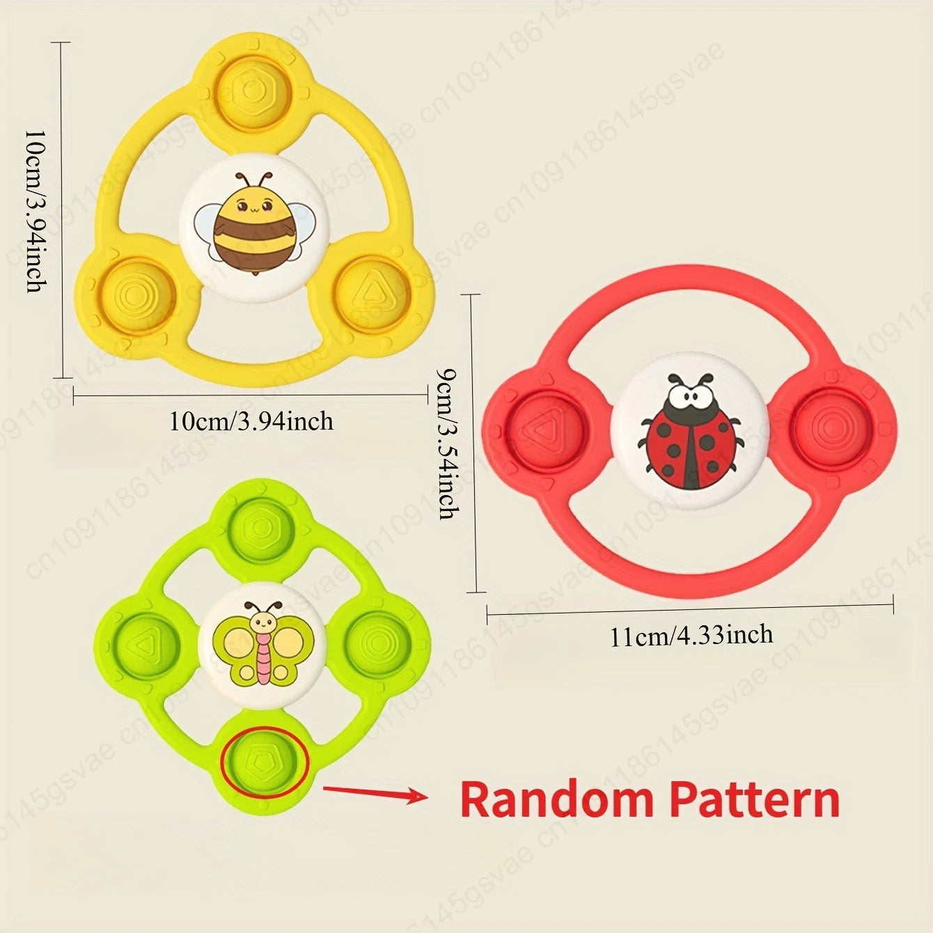 3-Pack Suction Cup Spinner Bath Toys for Babies 0–3 Years Baby Bath Toy Set Zpaxo Insect set