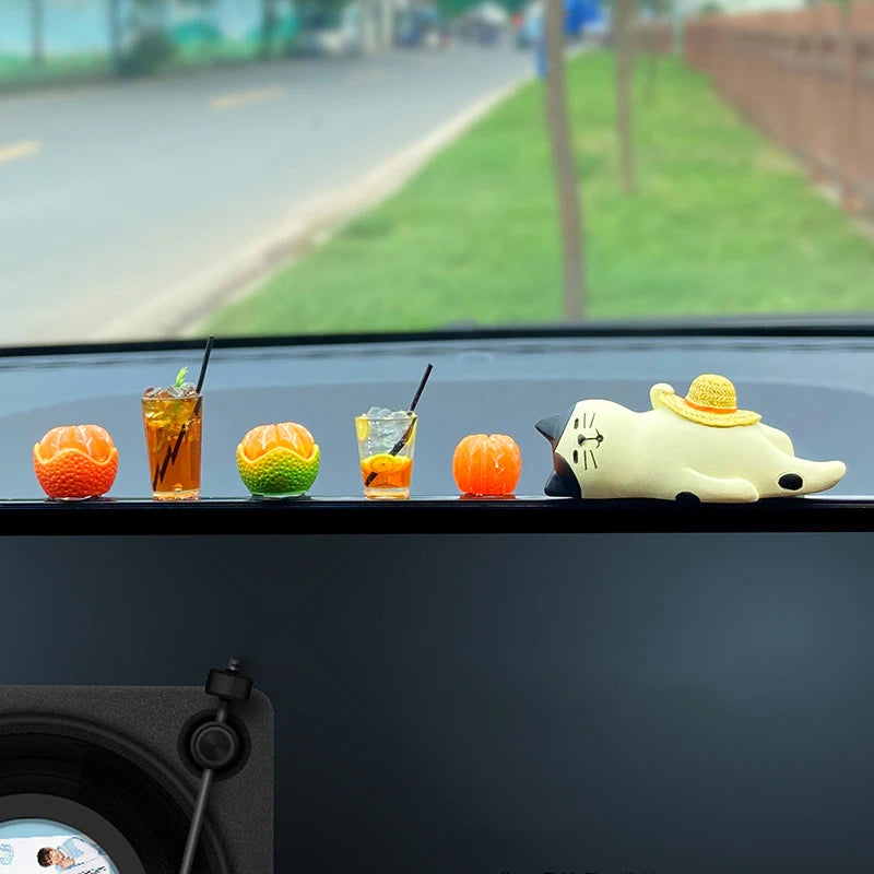 CM1 Mini Lemon Tea Coffee Action Figure Auto Dashboard Ornaments Cute