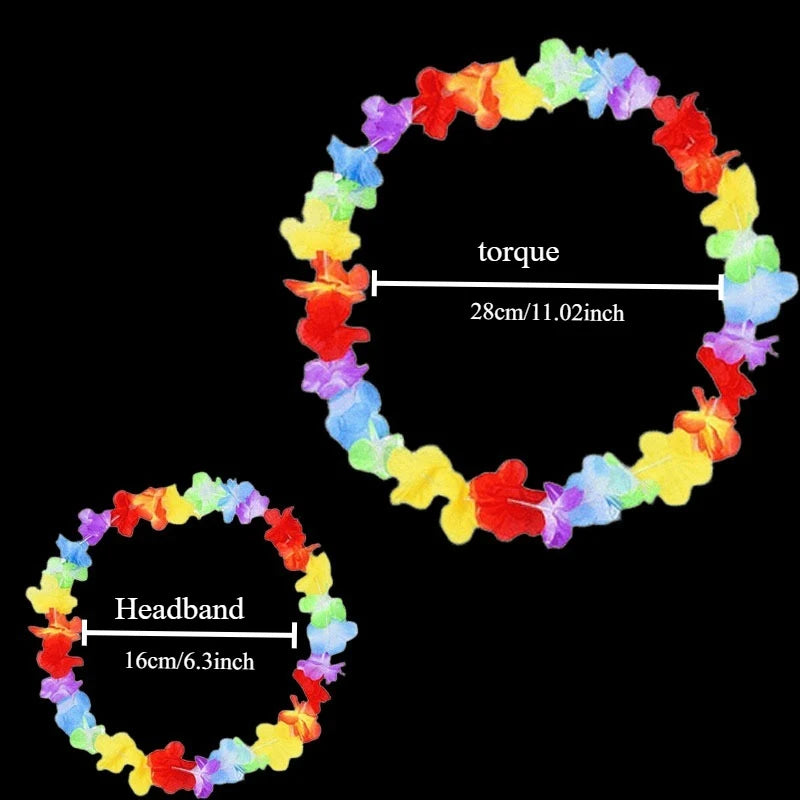 LED Hawaii Leis Flower Wreath Glow Necklace Dark Suitable Birthday