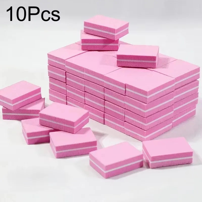 10-100psc Mini Buffing Sanding Files Block Pedicure Care Nail Art Buffer Polish Manicure Pedicure Nail File Tools Nail Charm new Zpaxo 10Pcs-Pink