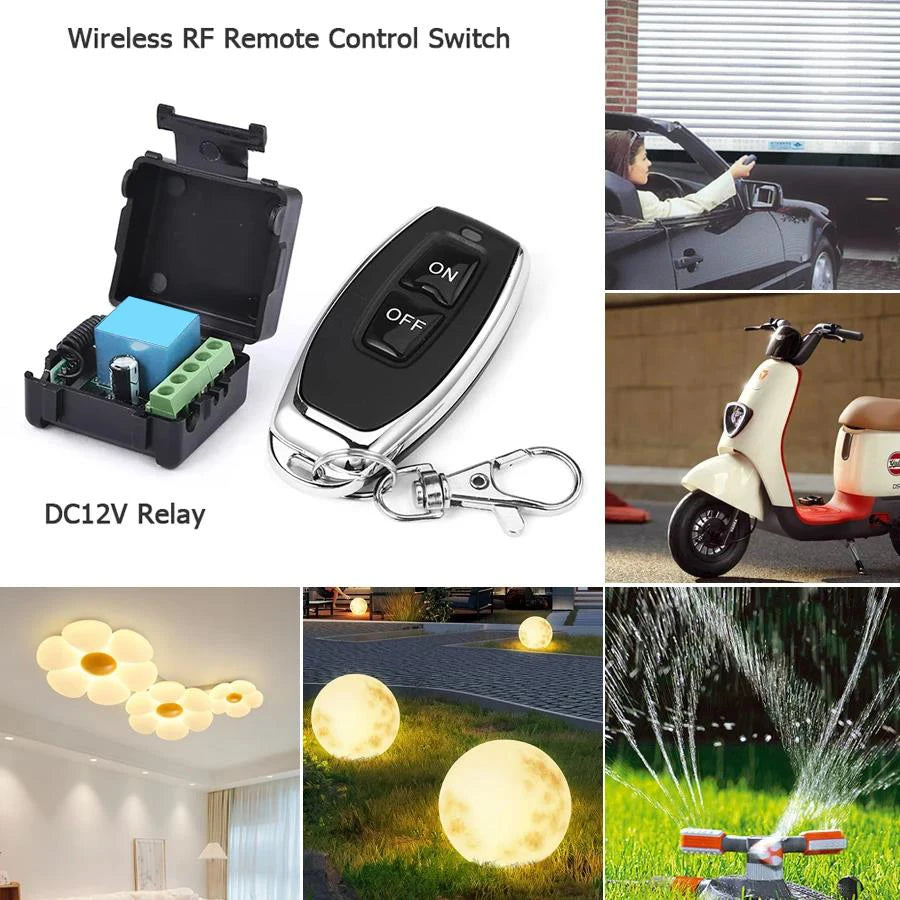 DC 12V 433Mhz RF Wireless Remote Control Switch 10A Relay 1CH Receiver Module 2CH Transmitter For LED Door Electromagnetic Lock Zpaxo