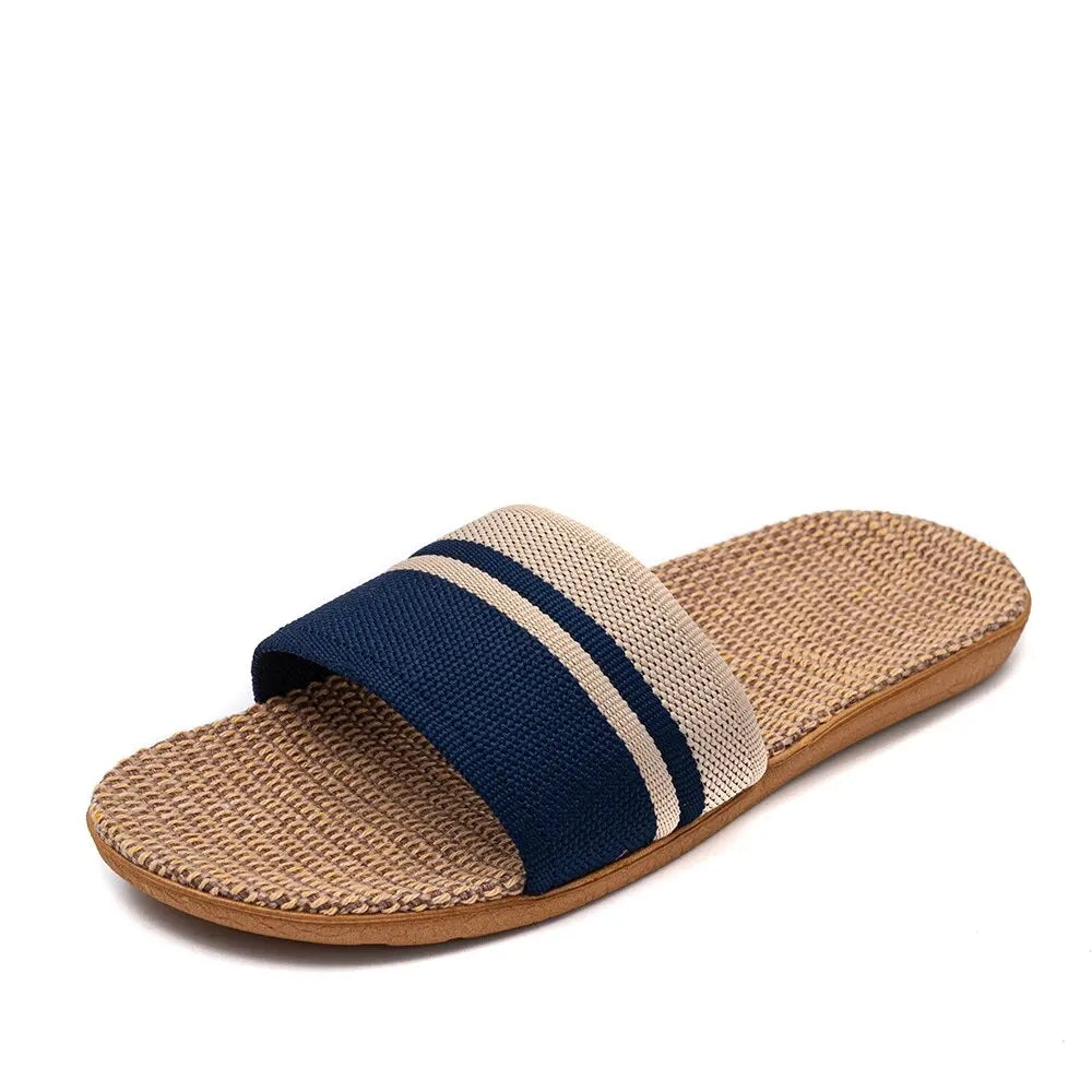 Summer Women Slippers Anti-slip Home Lightweight Shoes Indoor Linen Zpaxo Blue 37-38