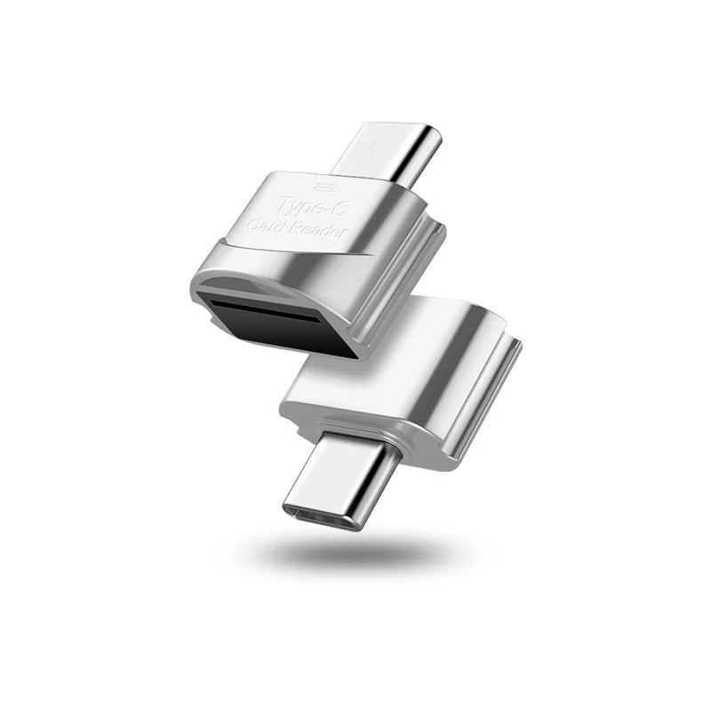 Portable USB 3.1 Type-C to Micro-SD TF Smart Adapter Mini High Speed Card Reader For Watching Movies And Transferring Documents Zpaxo Silvery