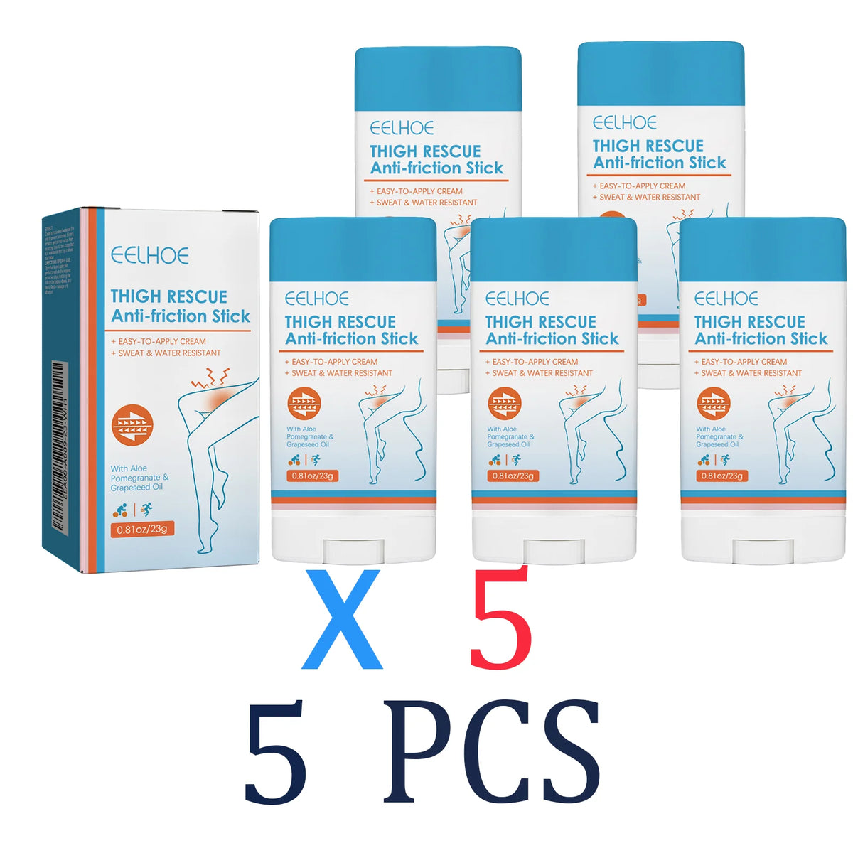 1/2/3/4/5Pcs Anti Chafing Stick Dry Skin Remedy Moisturizing Without Greasiness Gentle Nourishing Thigh Chafing Protection Zpaxo 5 Pcs
