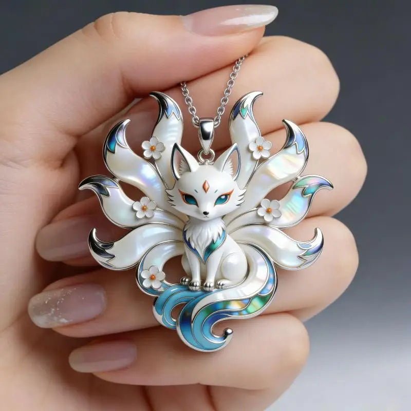 1 Nine-tailed Fox Enamel Pendant Necklace Phone Bag Charm Women Zpaxo