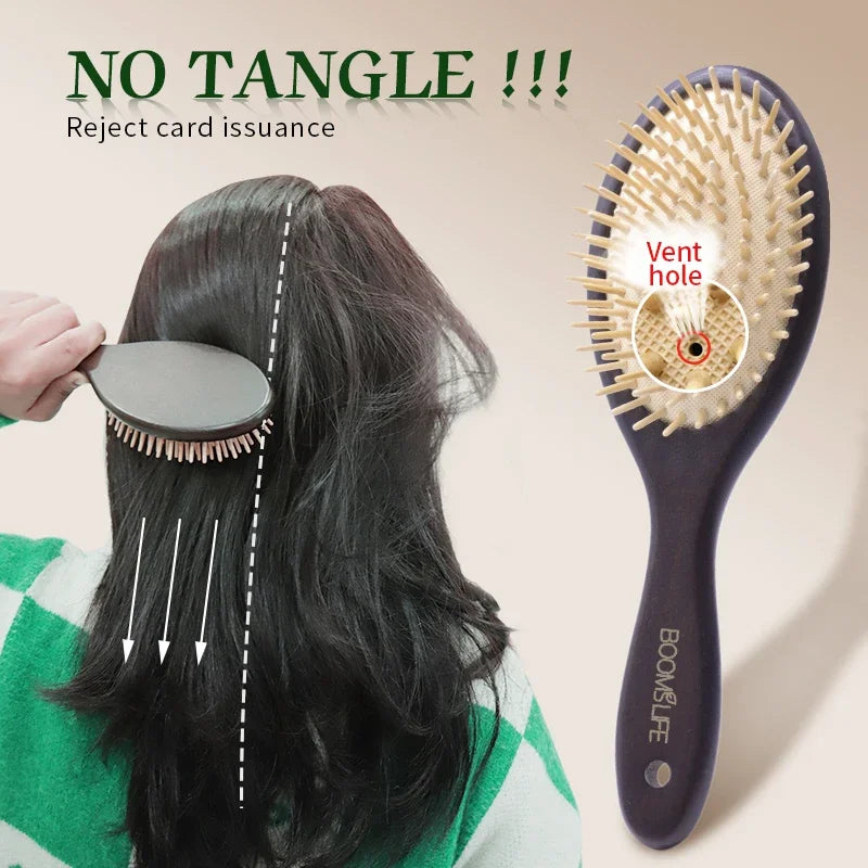 BOOMSLIFE Custom Wood Hair Brush Women Airbag Detangling Head Scalp Massage Brush Wood Comb For Hair Care Brosse Cheveux Femme Zpaxo