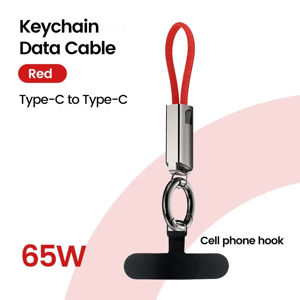 10cm USB-C to USB-C PD 60W Fast Charging Keychain Cable USB-C Charging Cable Zpaxo Red CC-1
