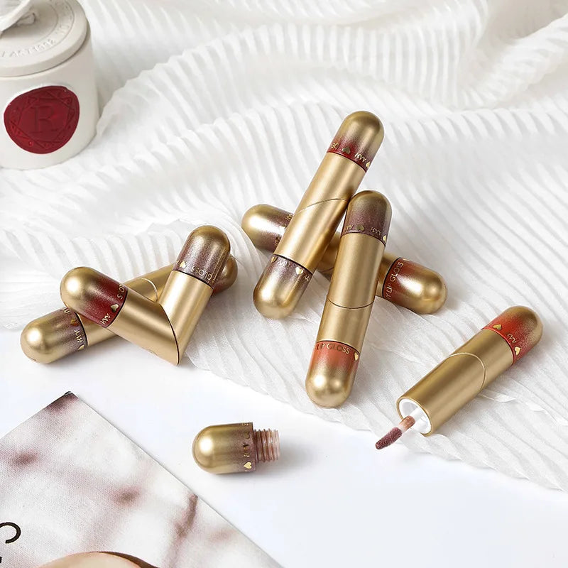 Double-head Lip Gloss Lipstick Hydrating Moisturizing Foldable