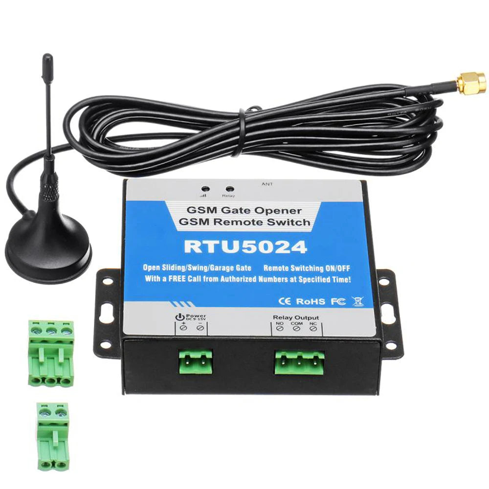 Gate Opener Kit GSM Door Gate Opener Remote On/Off Switch Free Call SMS Command Support 850/900/1800/1900MHz Zpaxo Blue