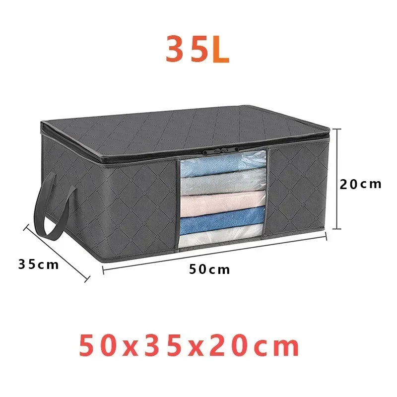 1/3pcs Large Capacity Clothes Storage Bag Organizer With Reinforced Handle For Blanket Comforters Bed Sheets Pillows Toy Zpaxo 35L 1PC