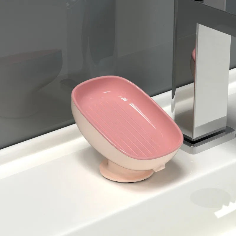 Self-Draining Soap Dish Holder with Suction Cup | Portable Soap Dish Holder Zpaxo pink