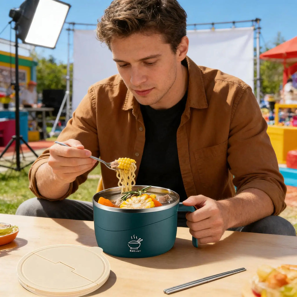 Noodle Bowl Cooker Portable Anti-scalding Soup Mugs 304 Stainless